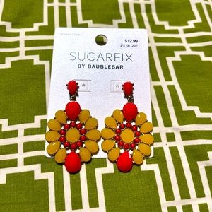 Sugarfix faux stone dangle earrings, topaz and orange tone